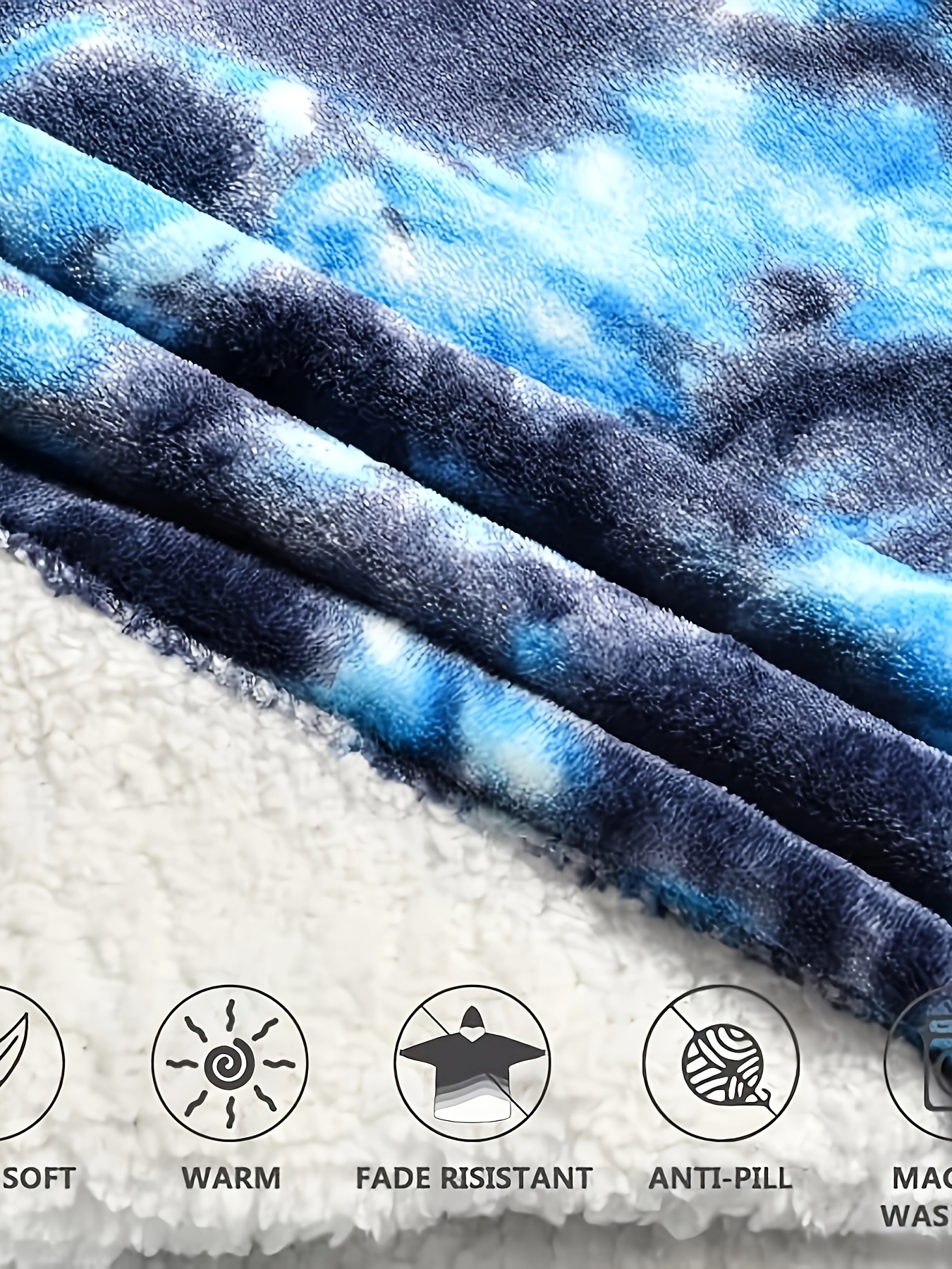 cozy oversized sherpa fleece hoodie blanket tie dye wearable blanket with warm shawl wrap for women and birthday gift non stretch knit fabric hand washable details 3