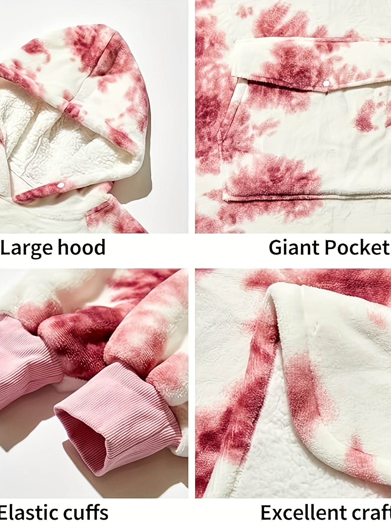 cozy oversized sherpa fleece hoodie blanket tie dye wearable blanket with warm shawl wrap for women and birthday gift non stretch knit fabric hand washable details 6