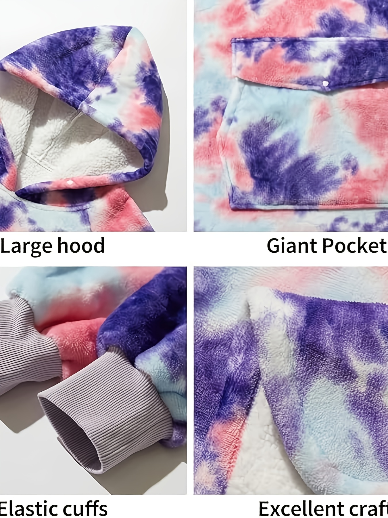 cozy oversized sherpa fleece hoodie blanket tie dye wearable blanket with warm shawl wrap for women and birthday gift non stretch knit fabric hand washable details 10