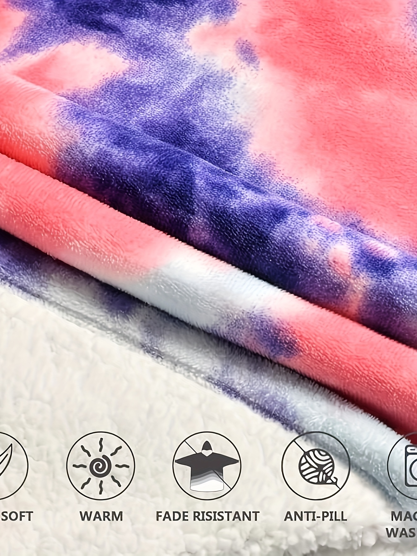 cozy oversized sherpa fleece hoodie blanket tie dye wearable blanket with warm shawl wrap for women and birthday gift non stretch knit fabric hand washable details 11