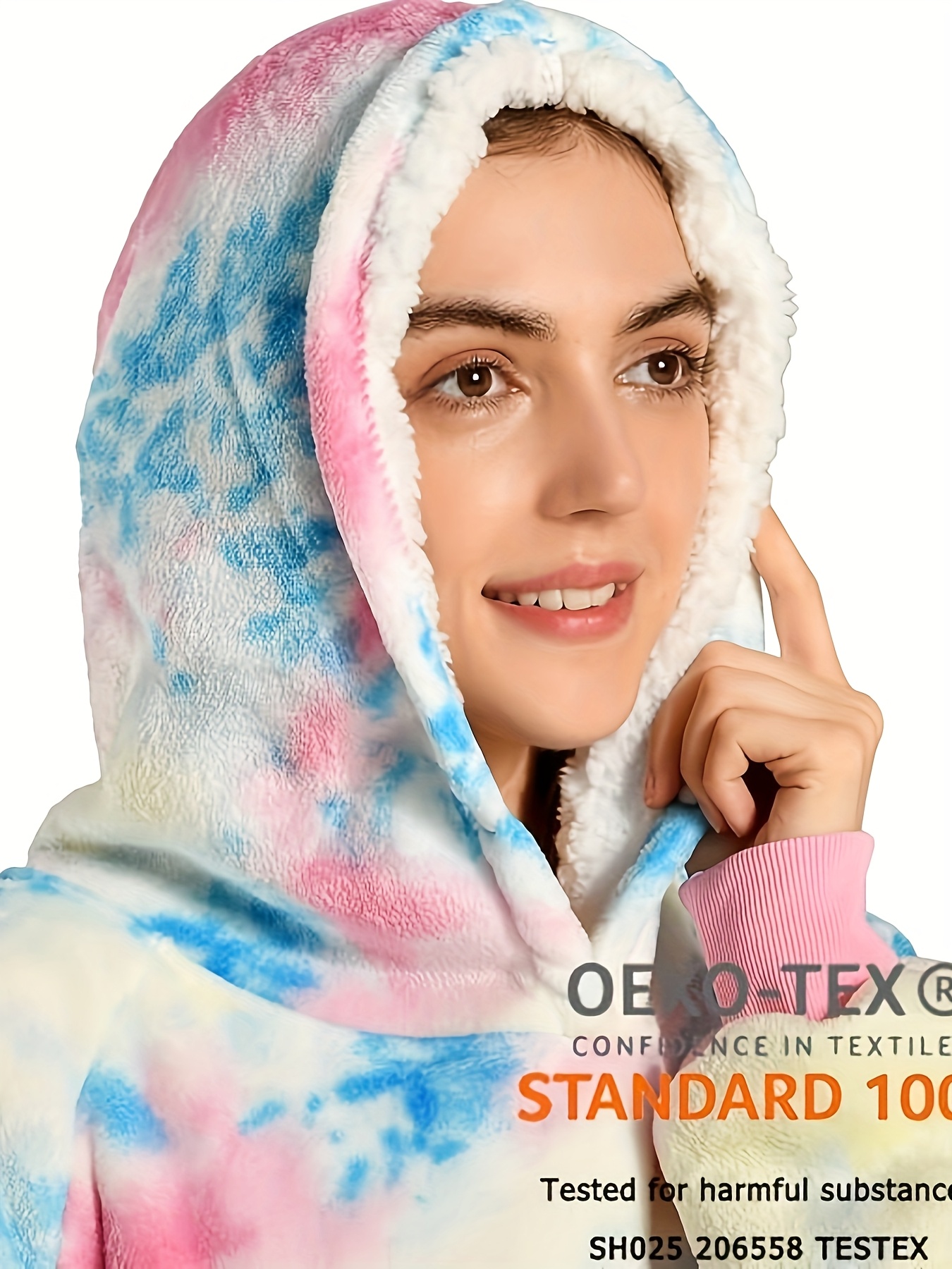 cozy oversized sherpa fleece hoodie blanket tie dye wearable blanket with warm shawl wrap for women and birthday gift non stretch knit fabric hand washable details 14
