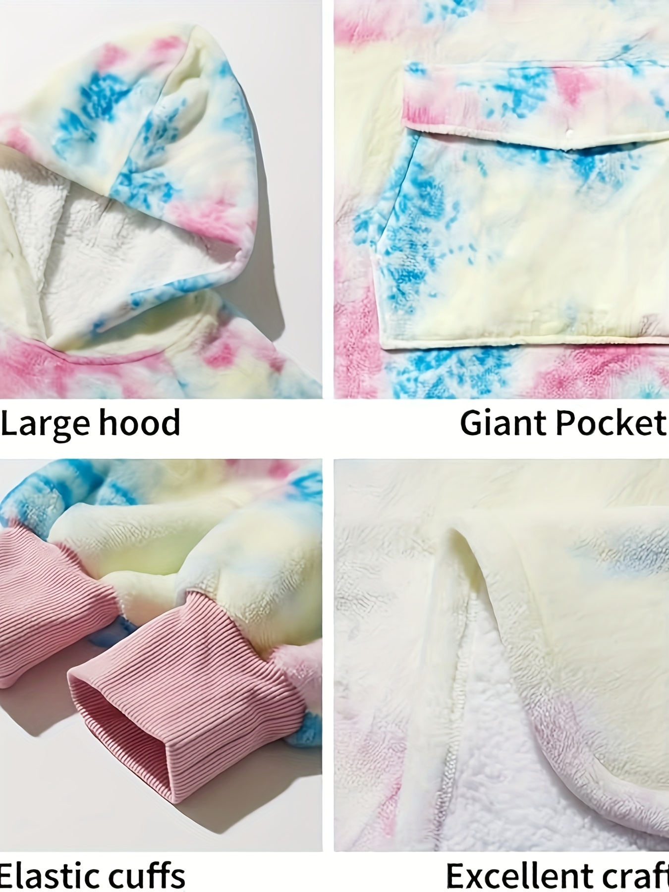 cozy oversized sherpa fleece hoodie blanket tie dye wearable blanket with warm shawl wrap for women and birthday gift non stretch knit fabric hand washable details 15