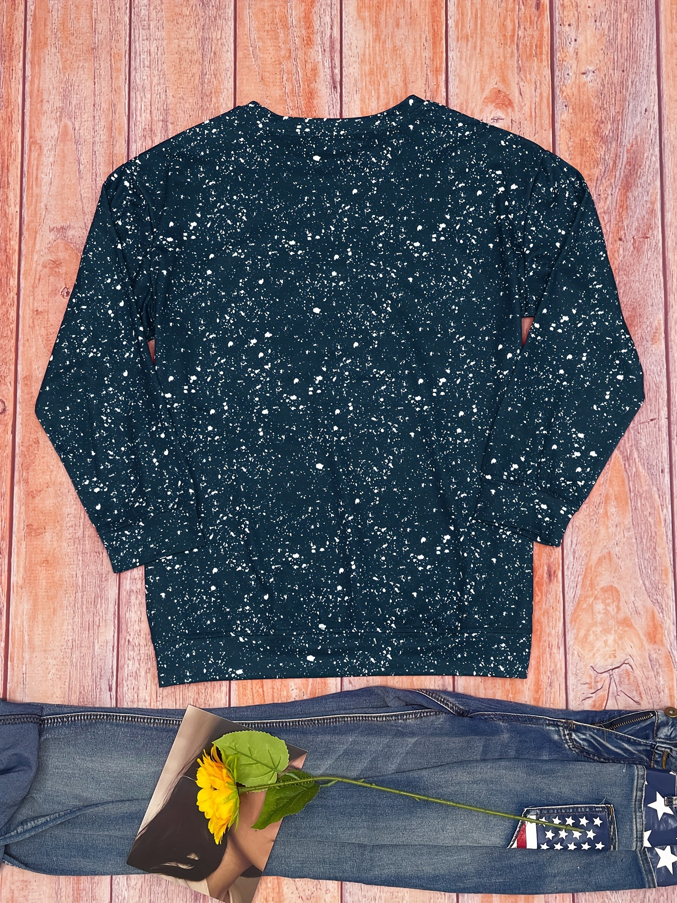 womens casual crew neck sweatshirt long sleeve semi sheer stretchy polyester machine washable details 3