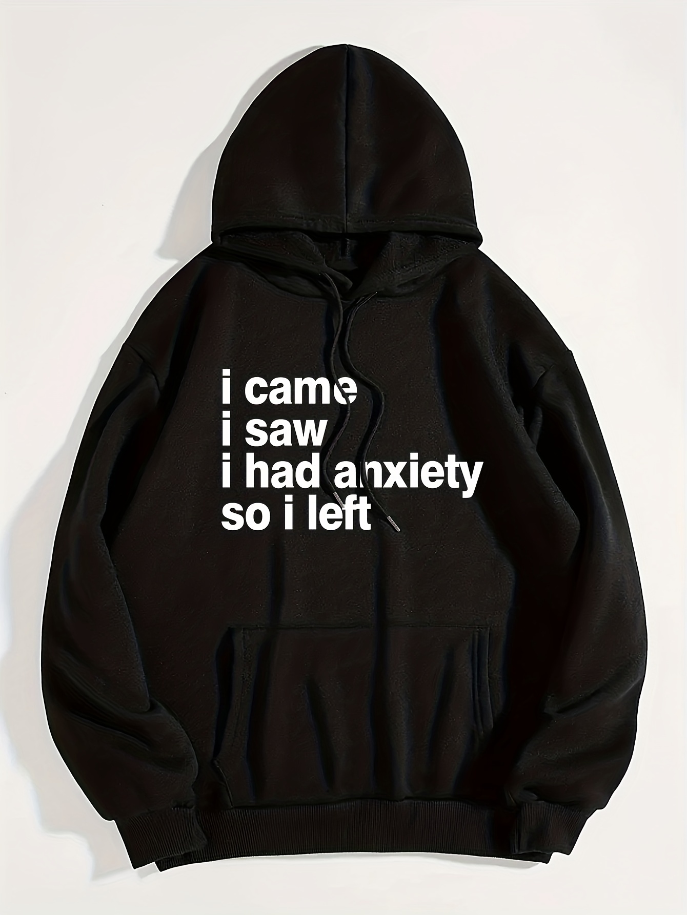 plus size casual sweatshirt womens plus slogan print long sleeve drawstring hooded pullover sweatshirt with kangaroo pockets casual tops for plus size womens clothing details 0