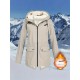 Plus Size Plush Lined Hooded Coat, Casual Long Sleeve Zipper Warm Coat For Winter, Women's Plus Size Clothing