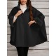 Chic Women's Cloak with Faux Fur Trim - 3/4 Sleeve, Button Closure, V-Neck Outerwear for Casual Wear
