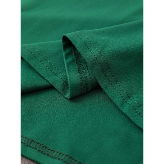 Plus Size Casual Crew Neck T-Shirt with POGUL LIFE Peace Sign Graphic, Polyester Knit Fabric with Slight Stretch, for Women, All-Season Comfort