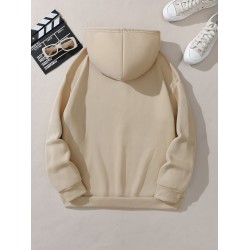 Plus Size Cozy Letter Print Hoodie - Soft, Casual, Drawstring, Hooded, Long Sleeve, Kangaroo Pocket Sweatshirt for Fall & Winter - Women's Comfortable Plus Size Clothing for Everyday Wear